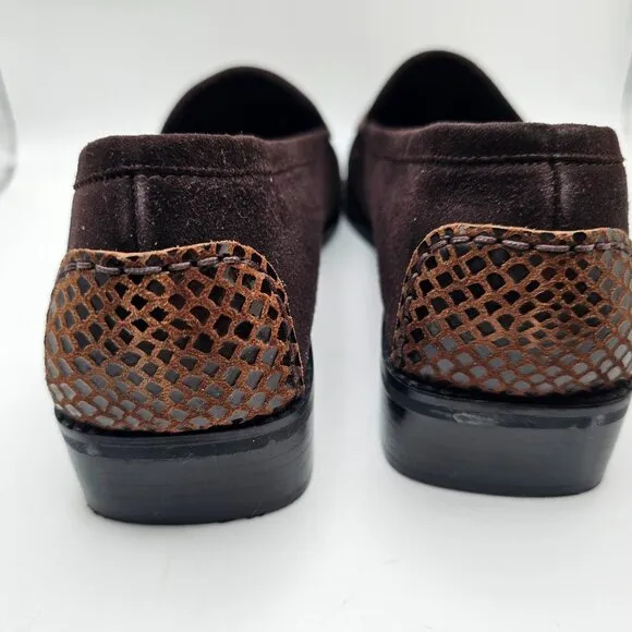 Vintage Stuart Weitzman Loafers Suede And Python Embossed Leather Brown Size 10M