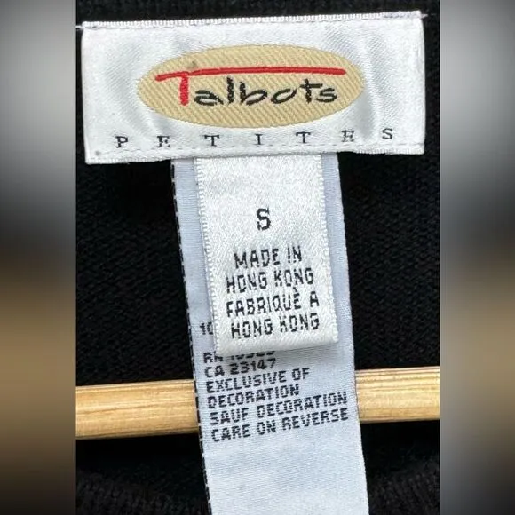 VINTAGE Talbots Petites Embroidered Shoes Heels Novelty Cardigan Sweater. Small.