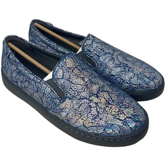 Vionic Avery Women's Size 8.5 Metallic Blue Shoes Leather Flats
