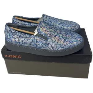 Vionic Avery Women's Size 8.5 Metallic Blue Shoes Leather Flats