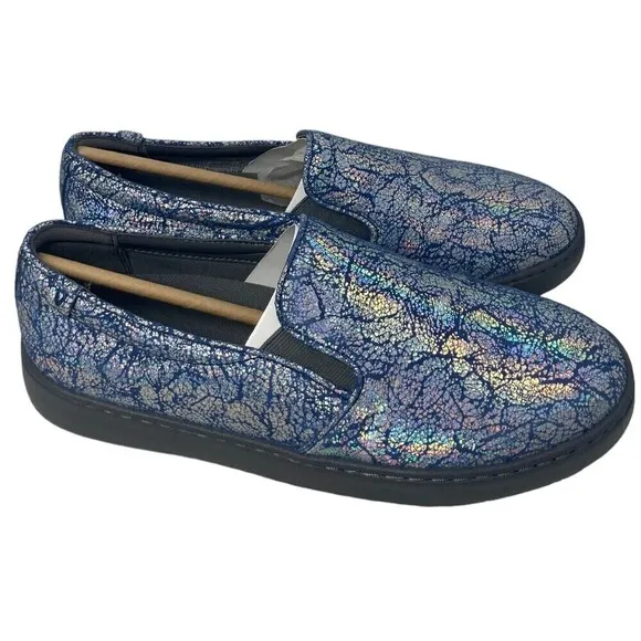Vionic Avery Women's Size 8.5 Metallic Blue Shoes Leather Flats