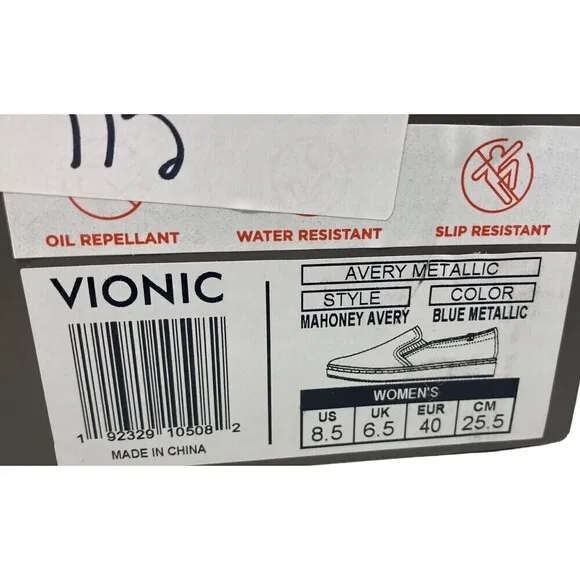 Vionic Avery Women's Size 8.5 Metallic Blue Shoes Leather Flats