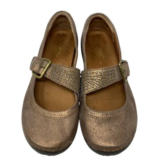 Vionic Goleta Mary Jane Comfort Flats Womens Sz 9.5 Bronze Metallic Shoes