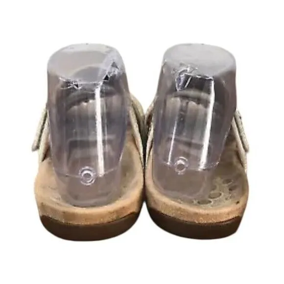Vionic Samoa TVW4832 Slide Shoes Womens US 7 Silver Suede Studded Wedge Sandals