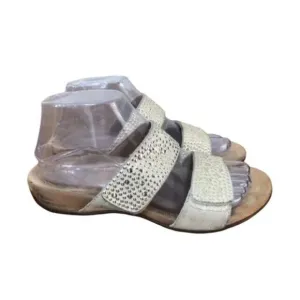 Vionic Samoa TVW4832 Slide Shoes Womens US 7 Silver Suede Studded Wedge Sandals