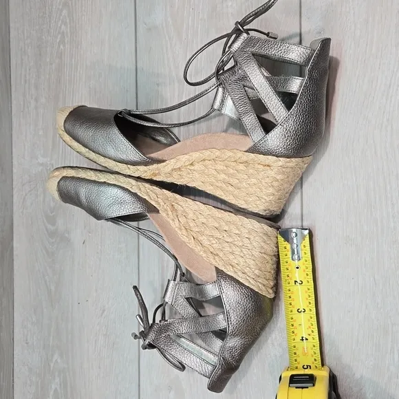 Vionic Women Leather Calypson Lace Up Wedge Sandals shoes sz 8