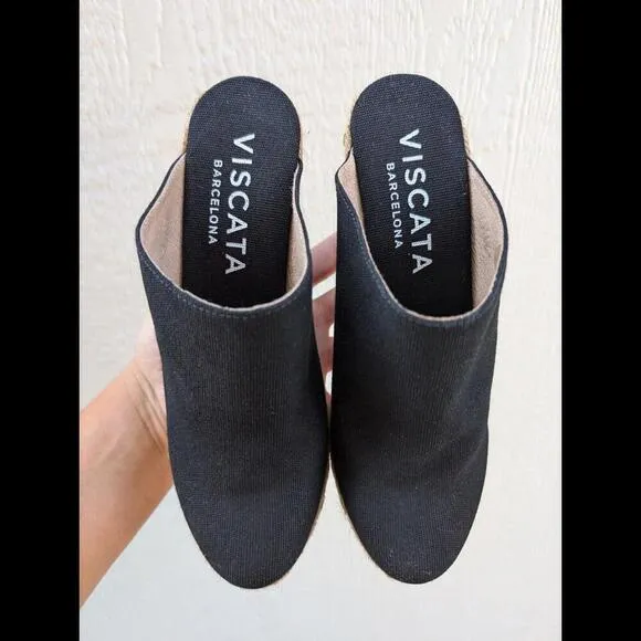 Viscata Barcelona Black Espadrilles Wedges Heels Shoes Women's Size 38 US 7.5