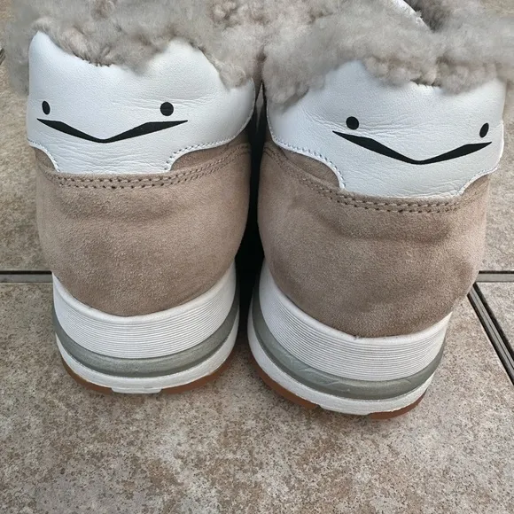VOILE BLANCHE MARAN Wool Fur Suede Sneakers in Beige