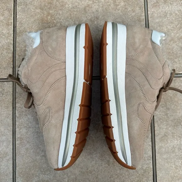 VOILE BLANCHE MARAN Wool Fur Suede Sneakers in Beige