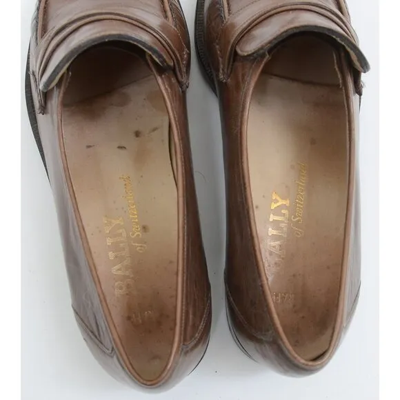 VTG Bally of Switzerland Men's 8 Leather Slip On Loafer Office Preppy Shoes Old