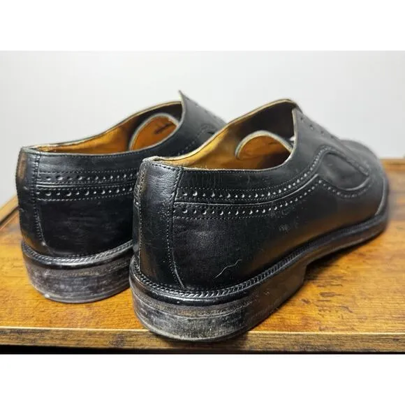 Vtg Cable &amp; Co Italy Black Leather Wingtip Brogue Dress Shoes 10.5M Handmade Men