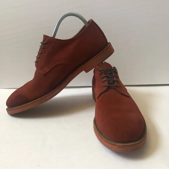 WALK-OVER Geo E. Keith 10 Vintage Lace Up Red Suede Oxford Retro Derby Shoes USA