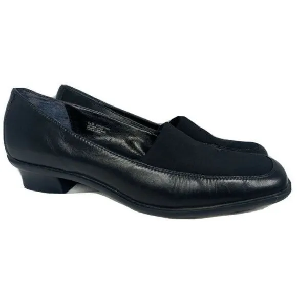 Whats What Womens Shoes by Aerosoles Black Leather Loafers Size‎ 6 1/2 M Prewned