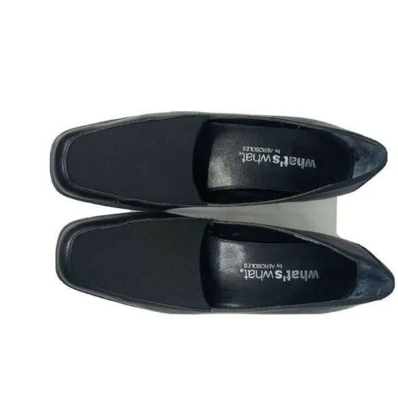 Whats What Womens Shoes by Aerosoles Black Leather Loafers Size‎ 6 1/2 M Prewned