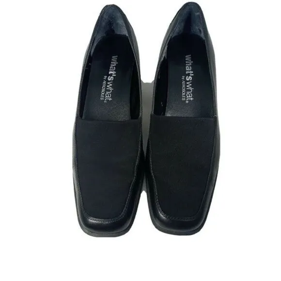 Whats What Womens Shoes by Aerosoles Black Leather Loafers Size‎ 6 1/2 M Prewned