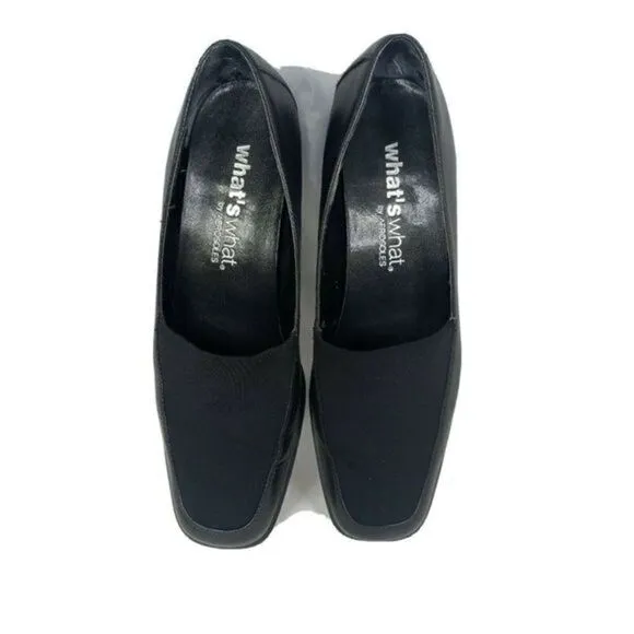 Whats What Womens Shoes by Aerosoles Black Leather Loafers Size‎ 6 1/2 M Prewned