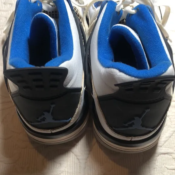 White and Blue rare hi - top military blues Y2k flight air  Jordan sneakers