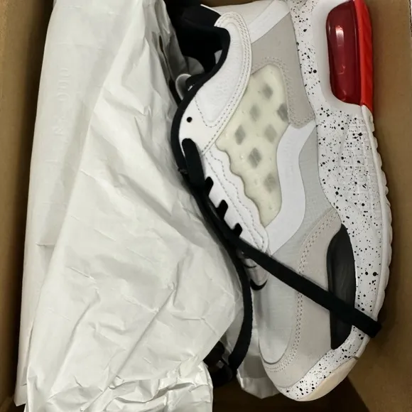 White and Red Jordan Air Max 200 Sneakers
