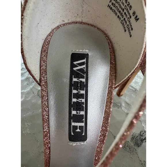 White by Vera Wang Glitter Heels Ankle Strap Party Shoes Size 8M