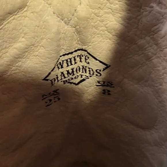 White Diamond Boots Size 8 Hand Made