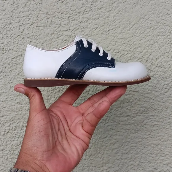 WILLITS White and Blue Dress Shoes with Classic Saddle Design