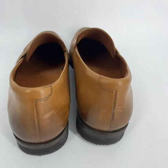 Wolf &amp; Shepherd Dress Shoes Size 10 Mens Cognac Brown Leather Penny Loafers