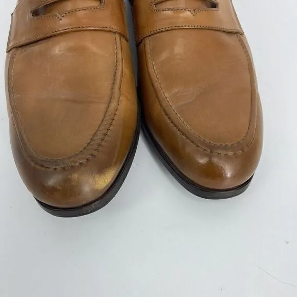 Wolf &amp; Shepherd Dress Shoes Size 10 Mens Cognac Brown Leather Penny Loafers