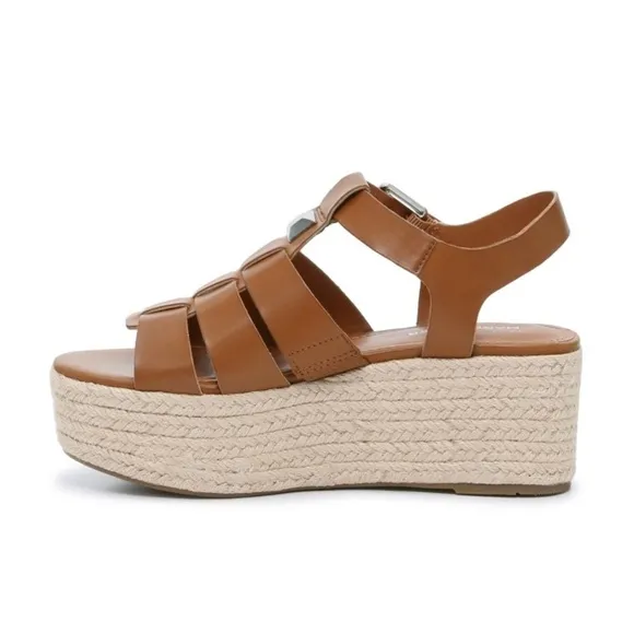 Woman's Sandals Marc Fisher Joven Espadrille Wedge Sandal Size 10 Brown New