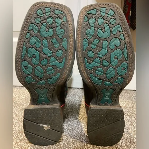 WOMENS ARIAT 8.5B TURQUOISE BUCK STITCHED CALLAHAN ROPER COWBOY BOOTS 10021665