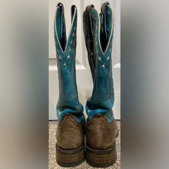 WOMENS ARIAT 8.5B TURQUOISE BUCK STITCHED CALLAHAN ROPER COWBOY BOOTS 10021665