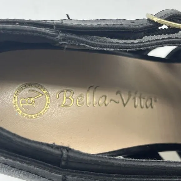 Women's Bella Vita Dylan Cut out Heels Black Leather Shoes 7 1/2 EUC