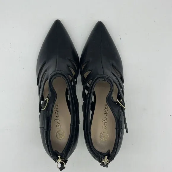 Women's Bella Vita Dylan Cut out Heels Black Leather Shoes 7 1/2 EUC