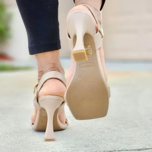 Women's Braided Single Band Ankle Strap Sandals Nude Color