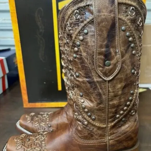 Women's Corral Brown Multi Metallic Square Toe Boots