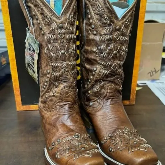 Women's Corral Brown Multi Metallic Square Toe Boots