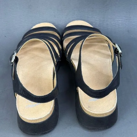 Womens Dansko black Roxie Sandals Nappa Leather shoes size 8.5 (39)