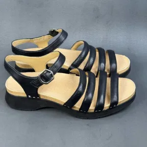 Womens Dansko black Roxie Sandals Nappa Leather shoes size 8.5 (39)