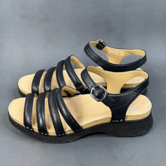 Womens Dansko black Roxie Sandals Nappa Leather shoes size 8.5 (39)