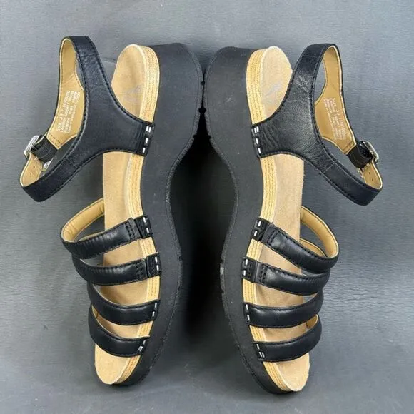 Womens Dansko black Roxie Sandals Nappa Leather shoes size 8.5 (39)