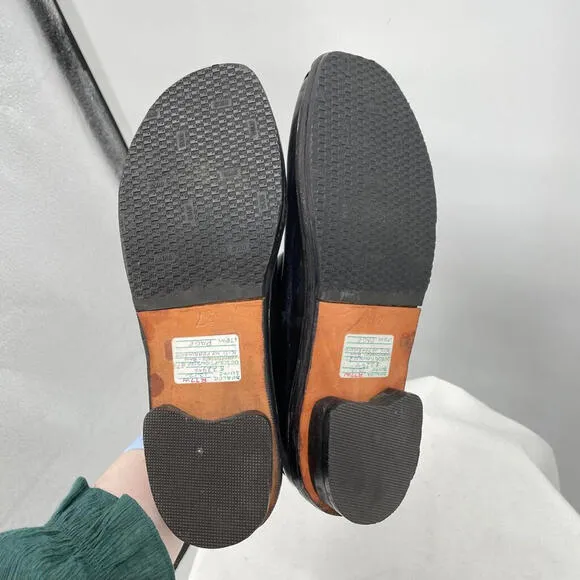 Women's Handmade Colorblock Leather Mary Janes Black and Brown Shoes 37/6.5