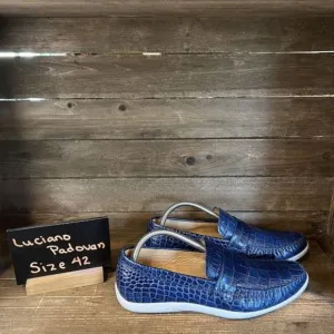 Womens Luciano Padovan Blue‎ Scale Print Leather Shoes Loafers EUR 42 US 11 EUC