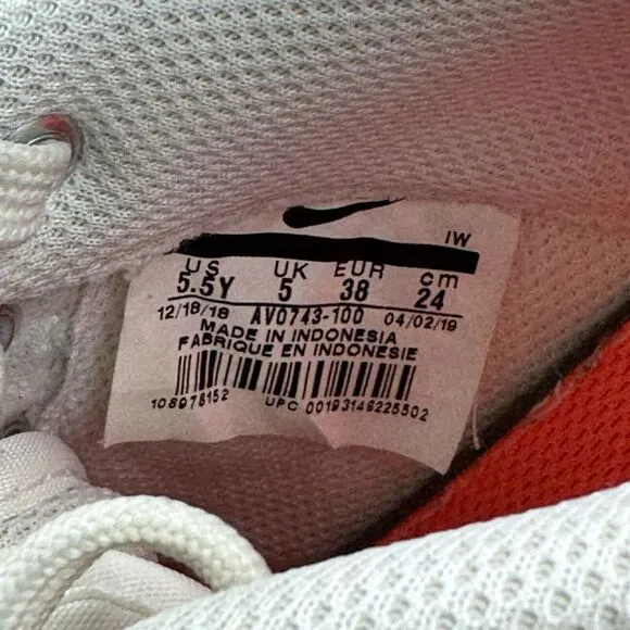 Womens‎ Nike Air Force 1 LV8 GS White Casual Hyper Crimson Sneakers Shoes Size 7