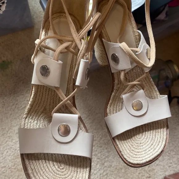 Women’s Rag&amp;Bone Eden Lace Up heeled sandals in Ivory
