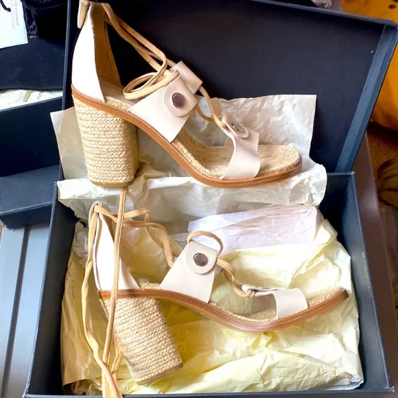 Women’s Rag&amp;Bone Eden Lace Up heeled sandals in Ivory