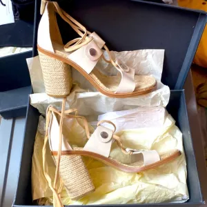 Women’s Rag&amp;Bone Eden Lace Up heeled sandals in Ivory