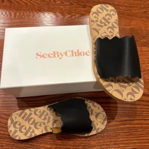 Womens See By Chloe black/tan sandals size 40