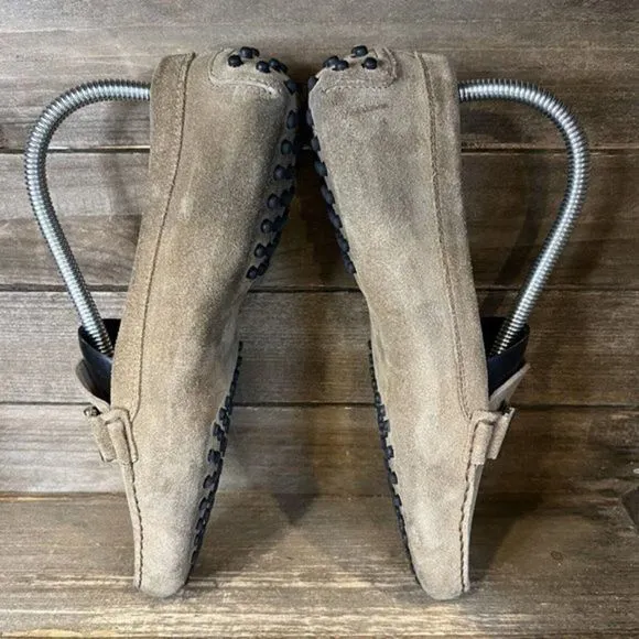 Womens Tods Taupe Suede Leather Horsebit Slip On Shoes Loafers Size EUR 39 US 9‎