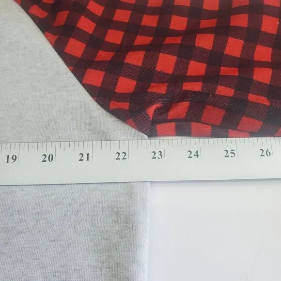 Womens XL Hooded Sweatshirt Distressed Jeans Set Red Plaid Blue Gray Flag Casual