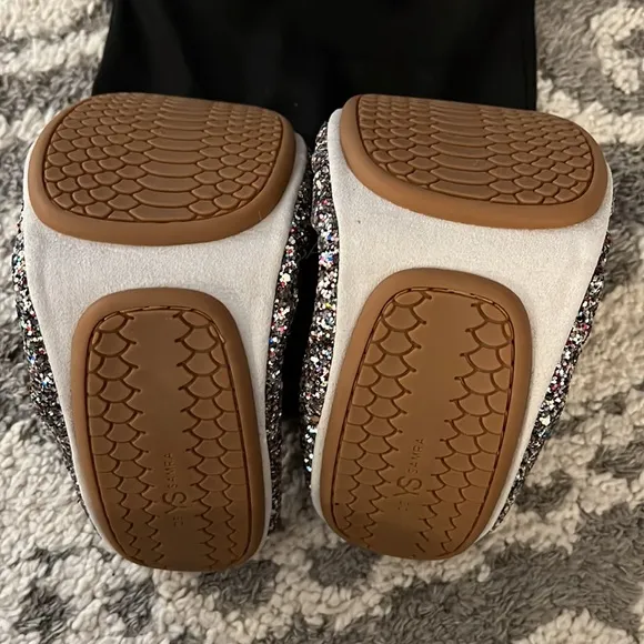 Yosi Samra foldable flats, silver / rainbow glitter, size 8 NEW!