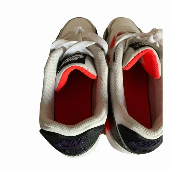 Youth NIKE AIR MAX 90 LEATHER GS 'WHITE BRIGHT CRIMSON' Size 6.5